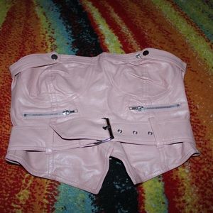 Pink Faux Leather Top